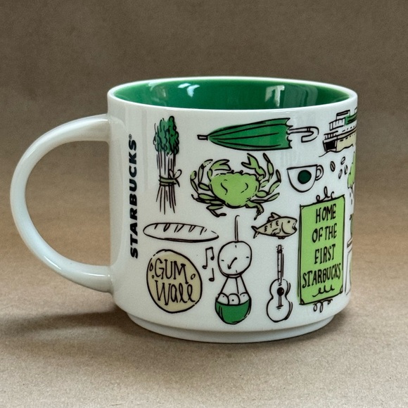 Starbucks 2018 Pike Place Been There Pin Drop Green and White Coffee Mug. 14 oz - Picture 2 of 7